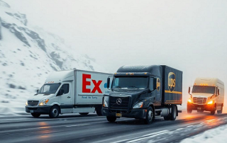 FedEx and UPS trucks