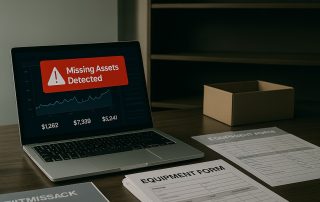 Laptop alert showing missing assets detected