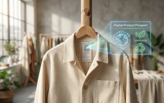 Garment tag showing a digital product passport